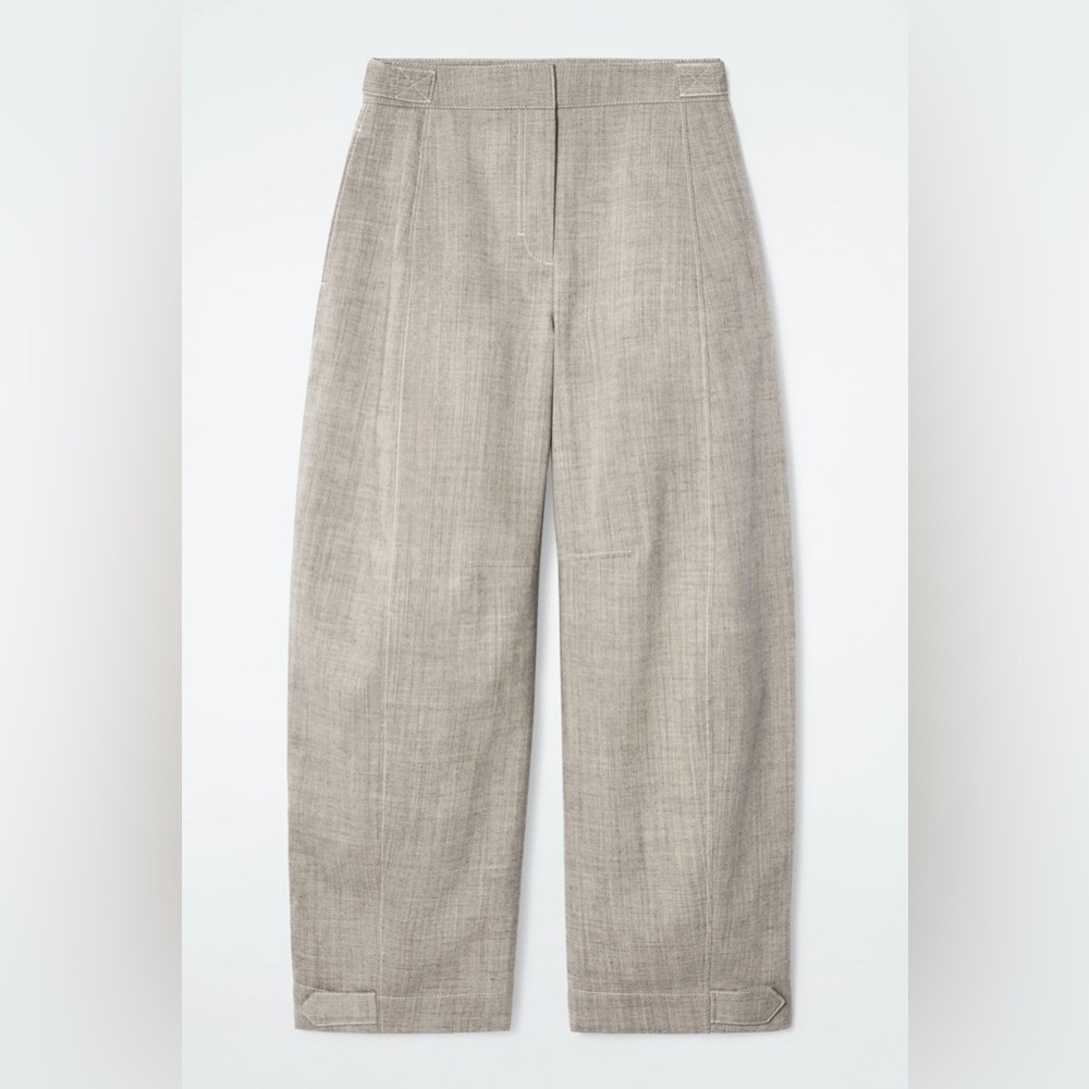 COS Taupe/Brown light wool, Barrel leg adjustable waist/ankle pant